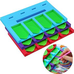 img 4 attached to 💎 5D Diamond Painting Drill Organizer Tray Kit -12 Slots Stackable Multi-Boat Holder with Beading Trays - Tools for Adults & Kids - Organizing Diamonds (Red, Purple, Blue)