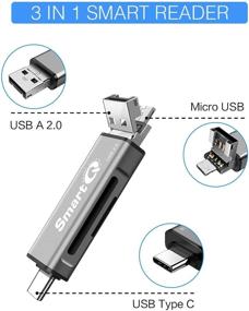 img 3 attached to 📱 SmartQ C256 Micro SD Card Reader- USB-C & USB A Adapter for Fast USB 2.0 Super Speed Transfer- Compatible with MicroSDXC/MicroSDHC/SD/SDXC/SDHC Cards- Works on Windows, Mac OS X, Android