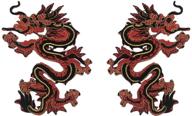 enhance your style with est mundun golden/black dragon patches - chinese themed ying yang iron-on set for denim hats, backpacks, and jackets (twin dragons) logo