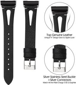 img 3 attached to Превосходный кожаный ремешок Wearlizer черного цвета для Fitbit Charge 3 и 4 - мужской и женский запасной ремешок для Fitbit Charge 3/4.