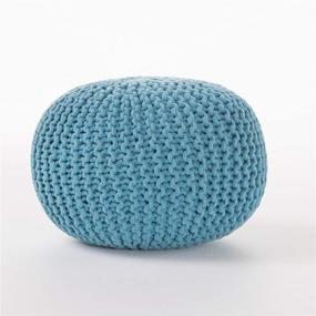 img 4 attached to Stylish Aqua Poona Handcrafted Modern Cotton Pouf: Trendy Addition to Contemporary Interiors!