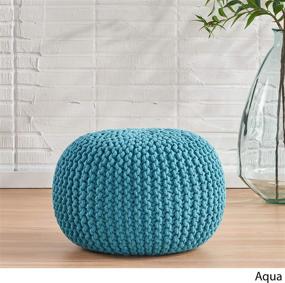 img 2 attached to Stylish Aqua Poona Handcrafted Modern Cotton Pouf: Trendy Addition to Contemporary Interiors!