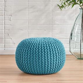 img 3 attached to Stylish Aqua Poona Handcrafted Modern Cotton Pouf: Trendy Addition to Contemporary Interiors!