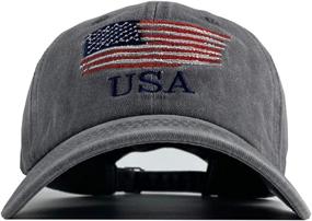 img 3 attached to 🧢 Vintage American Flag Hats: Washed Distressed Cotton Dad Hat Baseball Cap - Adjustable Trucker Unisex Style Headwear