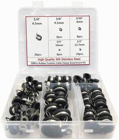 img 4 attached to 🔒 Cable Clamps Assortment Kit - 50pcs Rubber Cushion Insulated Clamp Set for Stainless Steel Pipe