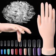 bendable silicone fake hand and 500 white false nails: perfect nail art training set with transparent nails logo