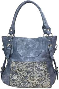 img 3 attached to Zzfab Laser Double Handles Black Women's Handbags & Wallets in Hobo Bags