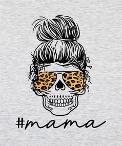 img 2 attached to 👚 Women's Funny Mom Sweatshirt – Mama Shirts Leopard Skull Graphic Tee, Casual Long Sleeve Pullover Tops