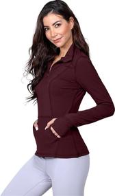 img 2 attached to 🧥 Nude Tech Half Zip Long Sleeve Jacket with Front Pockets - Yogalicious