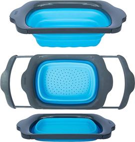 img 4 attached to Comfify Collapsible Kitchen Colander - 🍽️ Over-the-Sink Kitchen Strainer, Blue & Grey, 6-Quart Capacity