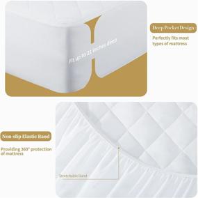 img 2 attached to 💦 King Waterproof Mattress Protector, Quilted Fitted Cover with Deep Pocket Elastic - Fits up to 21'', Breathable Soft Alternative Filling Pad