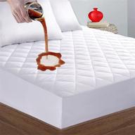 💦 king waterproof mattress protector, quilted fitted cover with deep pocket elastic - fits up to 21'', breathable soft alternative filling pad logo