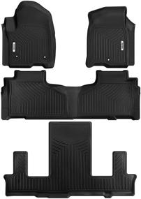 img 4 attached to 🚗 OEDRO Floor Mats 3 Row Liner Set Compatible with 2021 Chevrolet Tahoe/GMC Yukon(Yukon Denali)/Cadillac Escalade (Fits with 2nd Row Bench Seats), Black TPE All-Weather Guard Mats