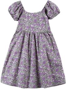 img 4 attached to 🌸 Noomelfish Girls Flower Floral Printed Short Sleeve Summer Casual Swing Dresses (Ages 2-12)