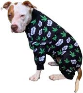 tooth and honey pitbull pajamas - lightweight pullover pajamas for full coverage, dog onesie jumpsuit with green pot leaf print - medium large sizes логотип