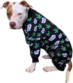 img 4 attached to Tooth and Honey Pitbull Pajamas - Lightweight Pullover Pajamas for Full Coverage, Dog Onesie Jumpsuit with Green Pot Leaf Print - Medium Large Sizes