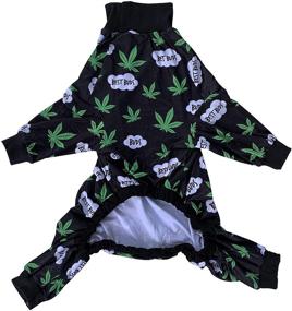 img 1 attached to Tooth and Honey Pitbull Pajamas - Lightweight Pullover Pajamas for Full Coverage, Dog Onesie Jumpsuit with Green Pot Leaf Print - Medium Large Sizes