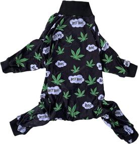 img 2 attached to Tooth and Honey Pitbull Pajamas - Lightweight Pullover Pajamas for Full Coverage, Dog Onesie Jumpsuit with Green Pot Leaf Print - Medium Large Sizes