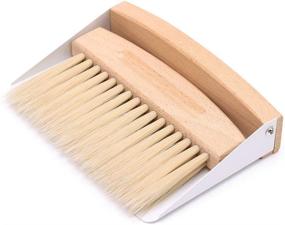 img 2 attached to Compact Wood Dustpan and Brush Set: Small Metal Dust Pan with Natural Table Top Handy Brush for Efficient Sweeping