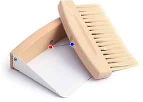 img 3 attached to Compact Wood Dustpan and Brush Set: Small Metal Dust Pan with Natural Table Top Handy Brush for Efficient Sweeping