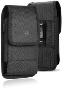 img 4 attached to 📱 AH Military Grade Cell Phone Pouch Tactical Clip Holster Holder for iPhone 8 Plus 11 12 Pro Max, S20 Plus - Secure Nylon Canvas Construction & Belt Loop - Fits Cell Phone with Otterbox (Large)