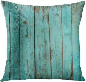 img 4 attached to 🏖️ Emvency Decorative Throw Pillow Cover - Turquoise Wood Teal Barn Wood Beach Decor - 20x20 Inches Square Pillowcase with Hidden Zipper - Fashion Cushion Gift for Home Sofa Bed Car