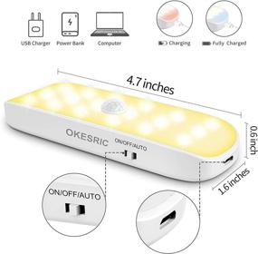 img 3 attached to 🔦 USB Rechargeable Closet Lights, 18 LED Warm White Motion Sensor Night Light with Magnetic Strip & 750 mAh Battery - Ideal for Bedroom, Toilet, Stairs, Cabinet, Kitchen - Pack of 3