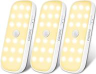 🔦 usb rechargeable closet lights, 18 led warm white motion sensor night light with magnetic strip & 750 mah battery - ideal for bedroom, toilet, stairs, cabinet, kitchen - pack of 3 логотип