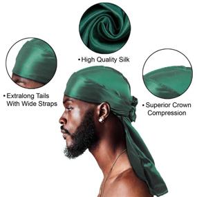 img 2 attached to 🌊 Silky Durags Set: 8Pcs with 4 Wave Caps for Men & Women – Achieve Perfect Waves with Satin Doo Rag