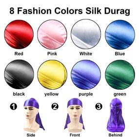 img 3 attached to 🌊 Silky Durags Set: 8Pcs with 4 Wave Caps for Men & Women – Achieve Perfect Waves with Satin Doo Rag