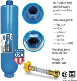 img 3 attached to 💧 Camco 40019 TastePURE XL RV/Marine Water Filter with Hose Protector, Enhances Bacterial Protection, Minimizes Unpleasant Taste, Odor, Chlorine, and Particles, Extra Large Filter & Hose Protector, Blue