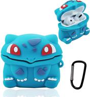 3d мультяшный милый чехол для airpods pro в стиле bulbasaur - милый и забавный силиконовый чехол с ударопрочным карабином и зарядным ящиком для мальчиков и девочек - совместимые чехлы для airpods pro. логотип