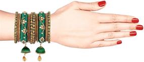 img 2 attached to 💎 Efulgenz Indian Bangle Set - CZ Crystal Kundan Silk Thread Tassel Bracelet Bangle Jewelry for Women