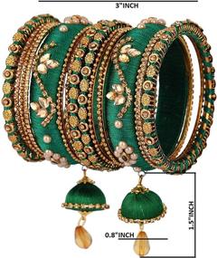 img 3 attached to 💎 Efulgenz Indian Bangle Set - CZ Crystal Kundan Silk Thread Tassel Bracelet Bangle Jewelry for Women