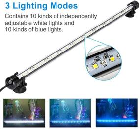 img 2 attached to 🐠 Top-rated 12V 18.9-inch Waterproof LED Aquarium Light with Timer for Fish Tank - Auto On and Off, White and Blue Light Bar Strick - Adjustable 3-Mode Lighting