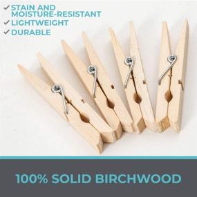 img 2 attached to Home Genie - 50 Pack Large Natural Birchwood Clothespins: Rust and Moisture Resistant Clothes 📸 Pegs, Durable Wood Clothing Pins with Strong Grip for Dry Laundry on Clothesline, Bag Clips, Crafts, Photos