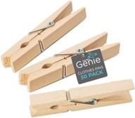 home genie - 50 pack large natural birchwood clothespins: rust and moisture resistant clothes 📸 pegs, durable wood clothing pins with strong grip for dry laundry on clothesline, bag clips, crafts, photos логотип