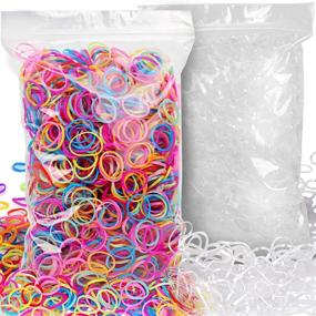 img 4 attached to 💇 YGDZ 4000pcs Girls Rubber Bands for Hairstyles - Small Clear Elastic Hair Rubber Bands for Kids, Baby Girls, and Toddlers - Hair Ties Set (2000pcs Clear + 2000pcs Colorful)