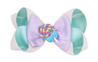 💜 stylish florenzza hair bows (5 inches, purple/green) for girls - hair clips & accessories logo