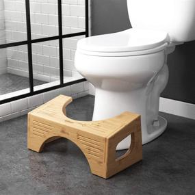 img 1 attached to 🚽 Squatty Potty - Bamboo Flip Toilet Stool, 7" & 9" Height, Brown