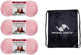 img 4 attached to 🧶 Premier Knitting Yarn Everyday Worsted Solid Baby Pink 3-Skein Factory Pack (Same Dye Lot) DN100-6, Soft Acrylic Blend, Bundle with 1 Artsiga Crafts Project Bag - Ideal for Baby Knitting Projects