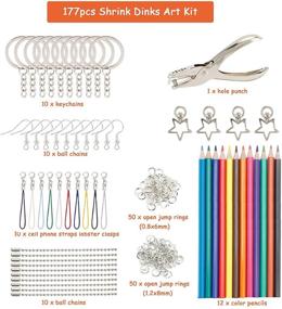 img 2 attached to 🎨 VASTOM 177-Piece Shrinky Art Paper Kit with Heat Shrink Plastic, Keychain Accessories, Hole Punch, and Pencils - Perfect for DIY Ornaments and Creative Crafts
