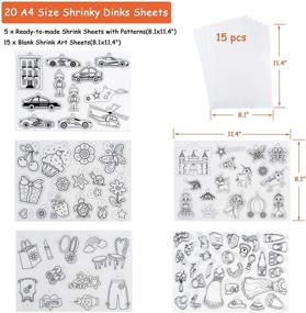 img 3 attached to 🎨 VASTOM 177-Piece Shrinky Art Paper Kit with Heat Shrink Plastic, Keychain Accessories, Hole Punch, and Pencils - Perfect for DIY Ornaments and Creative Crafts