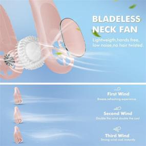 img 3 attached to 🌬️ Portable Neck Fan: Hands-Free Bladeless Personal Cooling with 4000mAh Battery - Super Quiet, Lightweight, and Rechargeable - Perfect for Outdoor & Indoor Use (Pink)