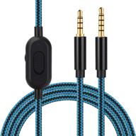 high-quality blue nylon braided replacement audio cord for astro a10 a30 a40 a50 headsets with volume control and inline mute function, compatible with xbox one, playstation 4 (ps4), and 3.5mm jack. 2m/6.5ft length. logo