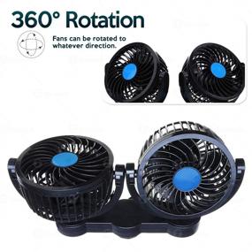 img 3 attached to 12V Car Cooling Air Fan - Zone Tech Dual Head Electric Cooling Air Fan for Rear Seat - Powerful & Quiet - 2 Speed 360 Degree Rotatable Ventilation System - Kids Safe Design