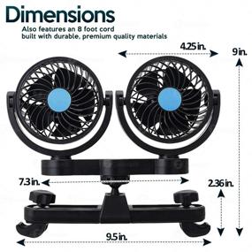 img 2 attached to 12V Car Cooling Air Fan - Zone Tech Dual Head Electric Cooling Air Fan for Rear Seat - Powerful & Quiet - 2 Speed 360 Degree Rotatable Ventilation System - Kids Safe Design