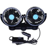 12v car cooling air fan - zone tech dual head electric cooling air fan for rear seat - powerful & quiet - 2 speed 360 degree rotatable ventilation system - kids safe design logo