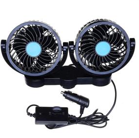 img 4 attached to 12V Car Cooling Air Fan - Zone Tech Dual Head Electric Cooling Air Fan for Rear Seat - Powerful & Quiet - 2 Speed 360 Degree Rotatable Ventilation System - Kids Safe Design