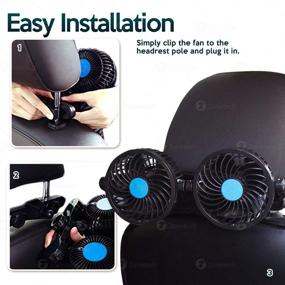 img 1 attached to 12V Car Cooling Air Fan - Zone Tech Dual Head Electric Cooling Air Fan for Rear Seat - Powerful & Quiet - 2 Speed 360 Degree Rotatable Ventilation System - Kids Safe Design